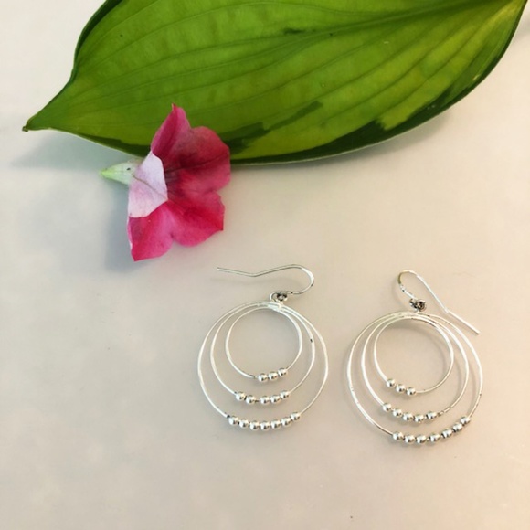 Jewelry - Sterling Silver Beaded Hoop Earrings Jewelry - Sterling Silver Beaded Hoop Earrings